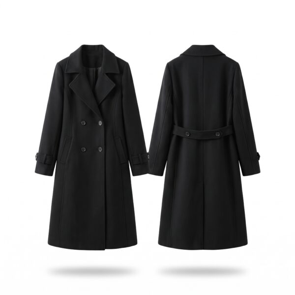 [TP092] Timeless Black Double-Breasted Tailored Long Coat