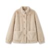 [TP093] Chic Faux Fur Button-Front Jacket with Elegant Stand Collar